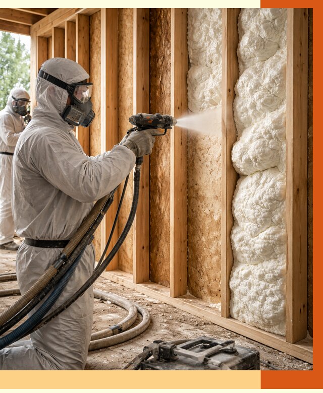 Утепление каркасного дома ППУ в Воскресенске от 2895 руб./м2 — работа под ключ | ТепломастерВск