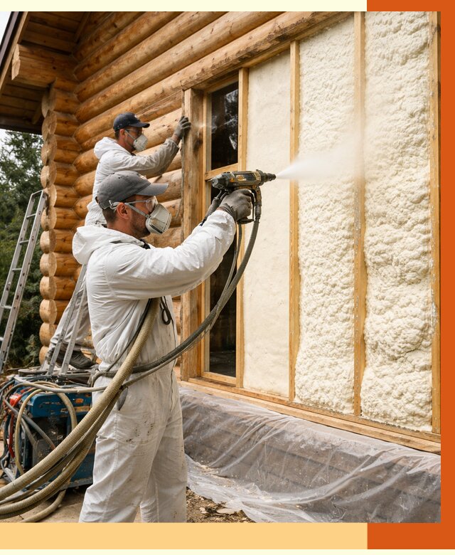 Утепление деревянного дома ППУ в Воскресенске от 4342 руб/м2 | ТепломастерВск — под ключ
