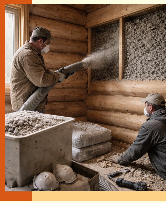 Утепление дома из бруса эковатой в Воскресенске