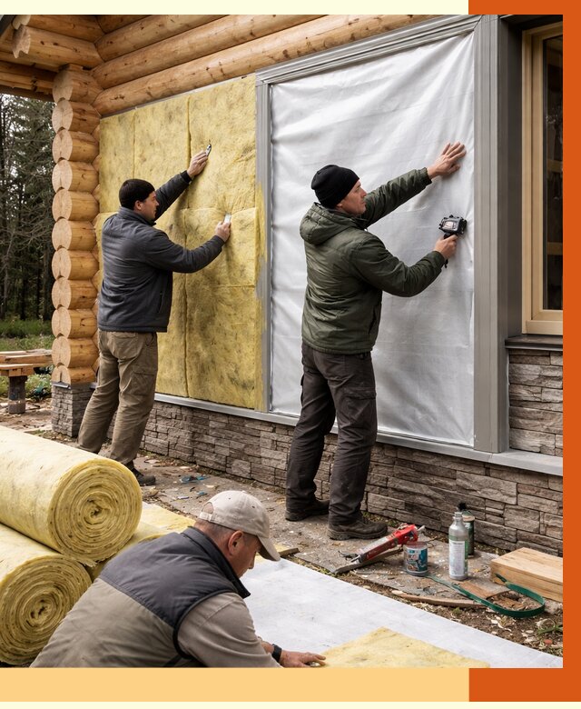 Утепление бревенчатого дома в Воскресенске от 7909 руб/м2 — заказать под ключ | ТепломастерВск