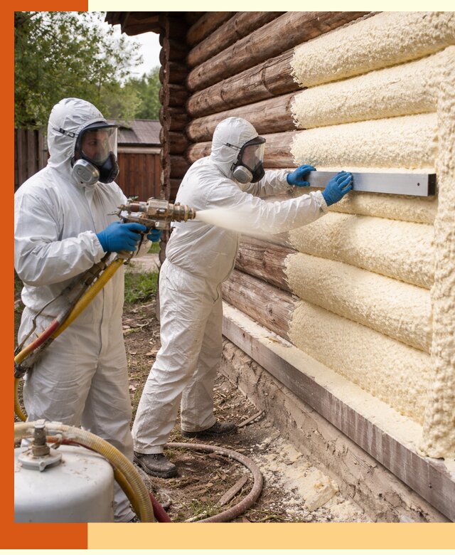 Утепление бревенчатого дома ППУ в Воскресенске эффективной изоляцией