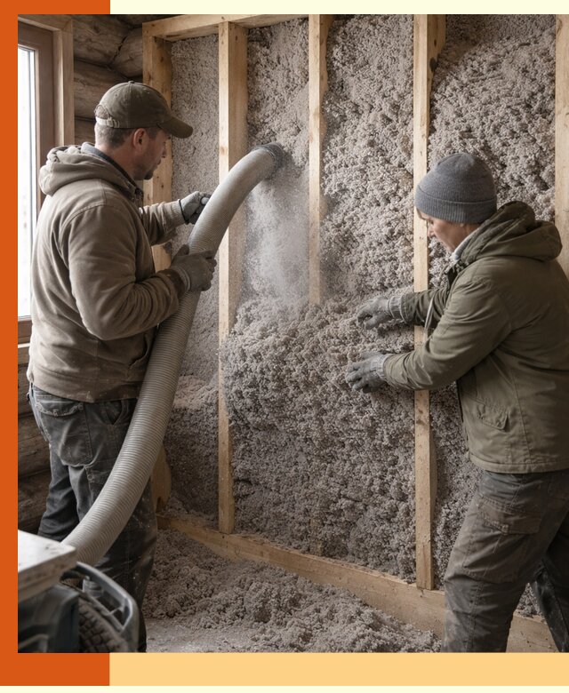 Утепление бревенчатого дома эковатой в Воскресенске