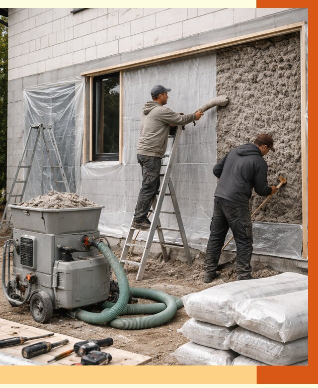 Утепление дома из газобетона эковатой в Воскресенске от 4652 руб./м2 | ТепломастерВск