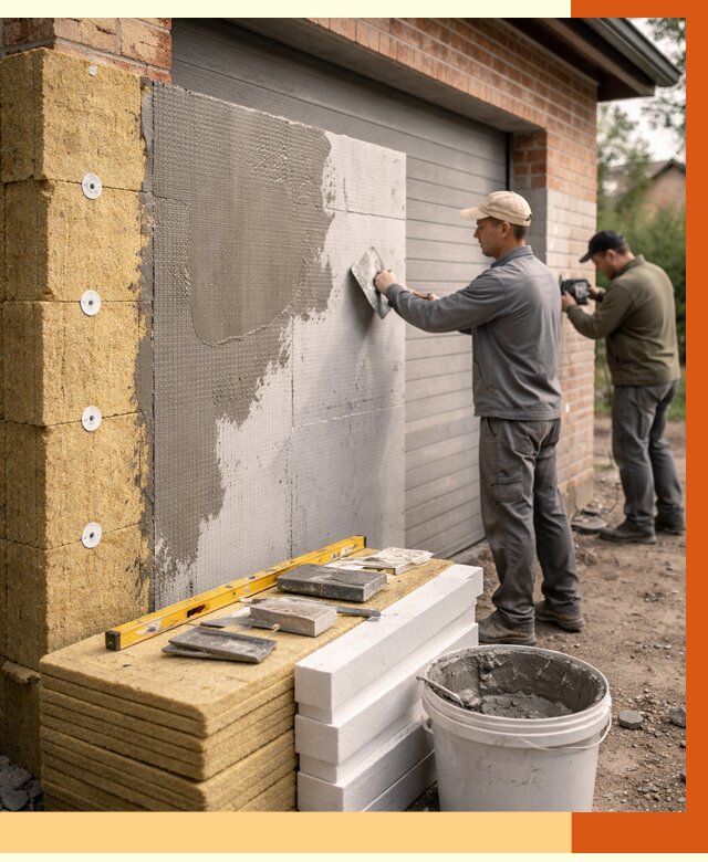 Утепление гаража снаружи в Воскресенске от 4342 руб. за м2 — наружное утепление под ключ | ТепломастерВск