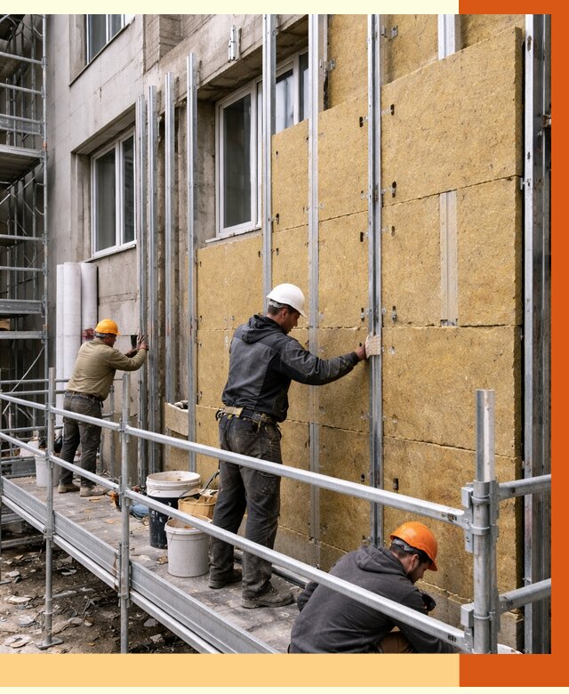 Утепление вентилируемого фасада в Воскресенске от 5789 руб/м2 — монтаж и утепление вентфасад | ТепломастерВск