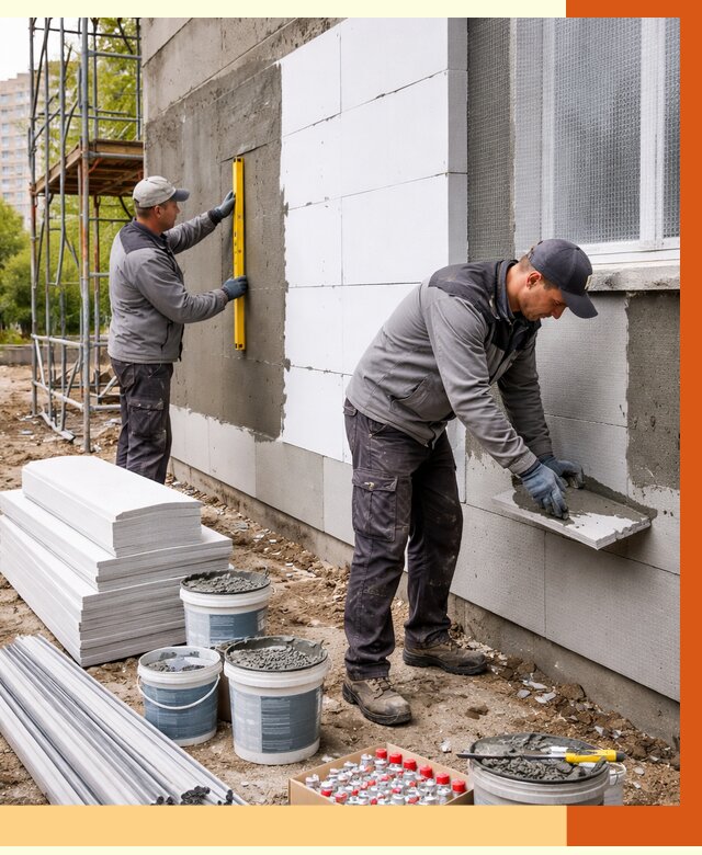 Утепление фасада и стен снаружи в Воскресенске от 4342 руб. | ТепломастерВск