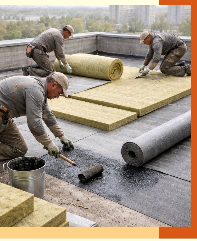 Утепление плоской крыши в Воскресенске от 7443 руб./м2 под ключ | ТепломастерВск