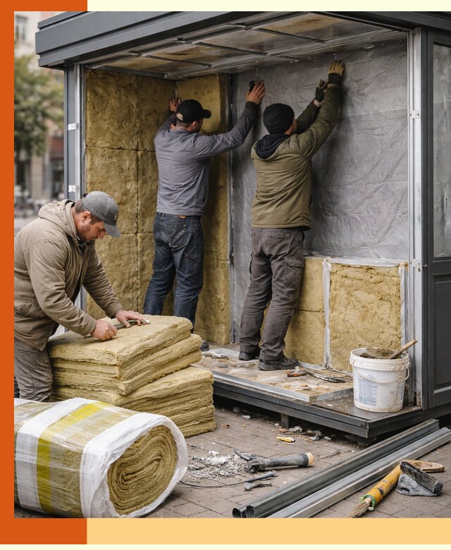 Утепление павильона шаурмы под ключ в Воскресенске