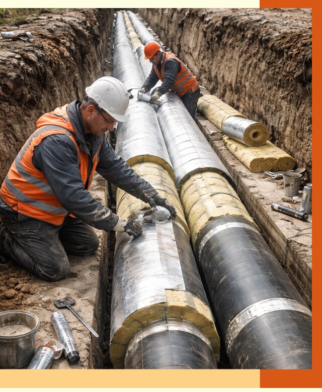 Утепление теплотрассы в Воскресенске от 4652 руб./м2 — ппу и комплексная изоляция | ТепломастерВск