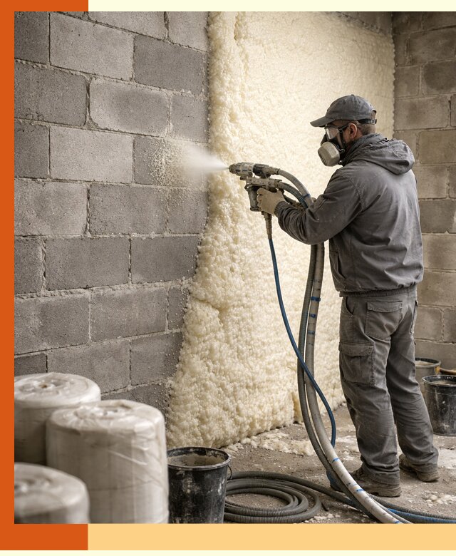 Утепление блочной стены ППУ в Воскресенске качественно и надёжно