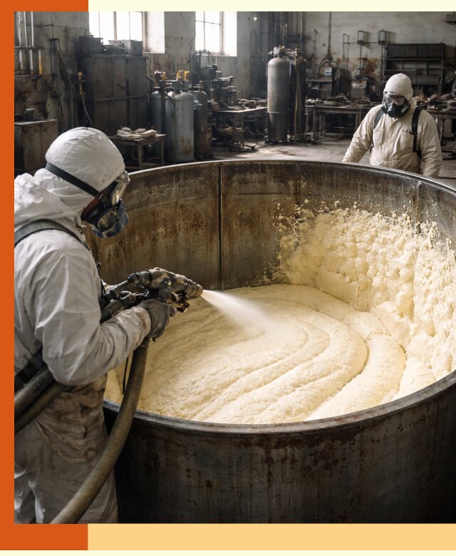 Заливка ппу в емкости с полной изоляцией и герметизацией в Воскресенске