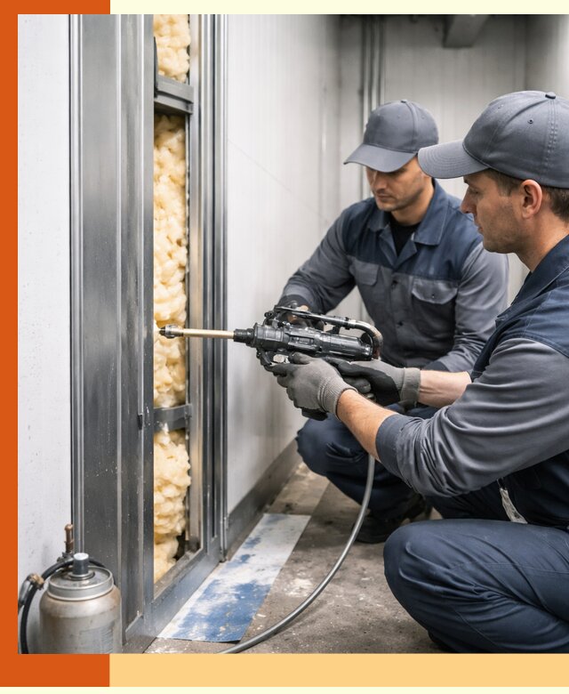 Заполнение пустот холодильных панелей в Воскресенске специализированной пеной