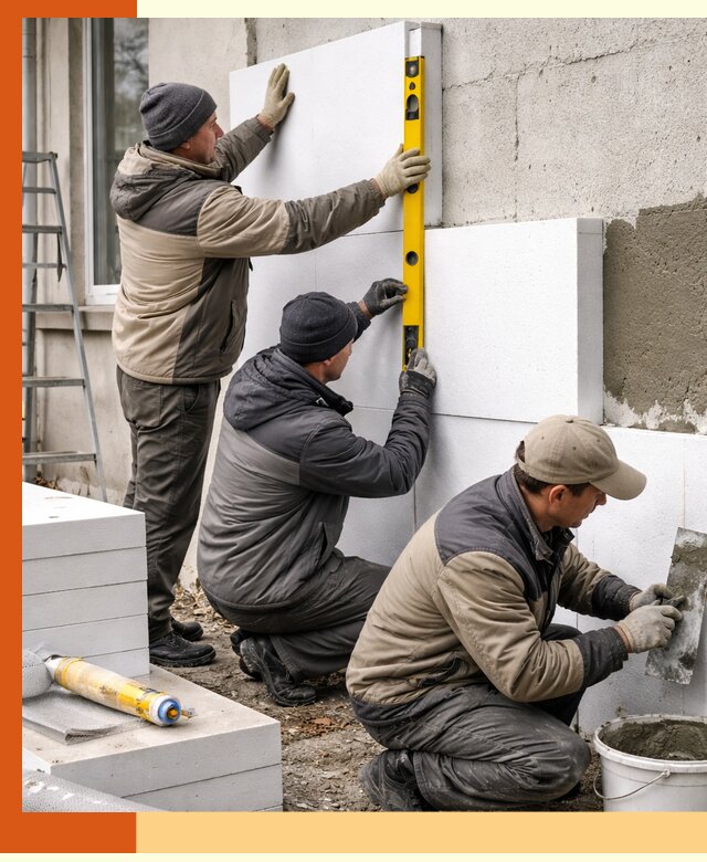 Утепление пенопластом наружных стен и фасадов в Воскресенске