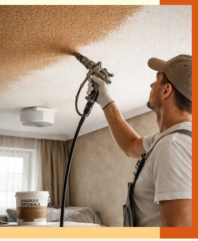 Утепление потолка жидкой пробкой в Воскресенске от 3618 руб. | ТепломастерВск