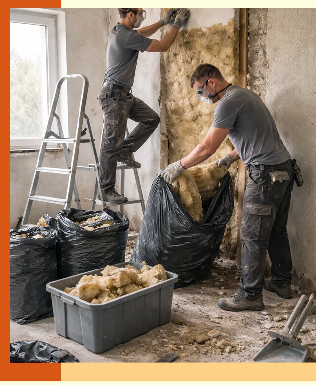 Демонтаж старого утеплителя и вывоз отходов в Воскресенске